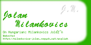 jolan milankovics business card